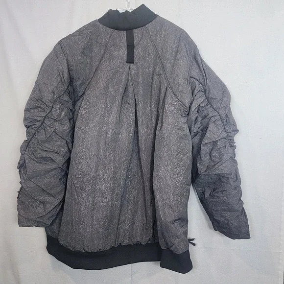 Free People Movement Bomber Jacket Black Primaloft Ruched Oversized Women's Sz M - Picture 4 of 7